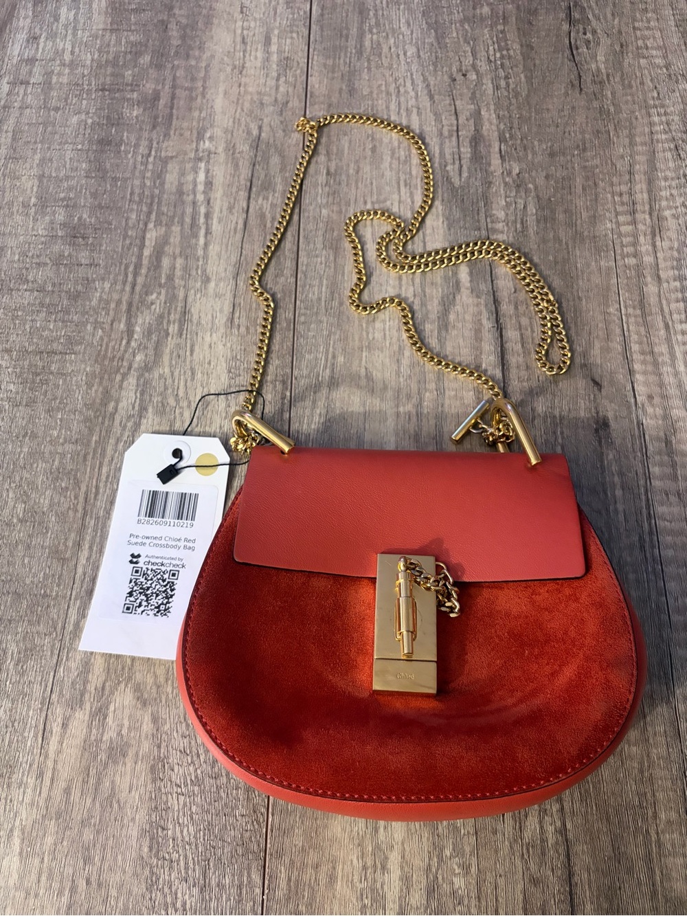 Orange Small Chloe Drew Shoulder Bag with Gold Chain